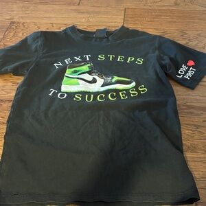 Love First Black Graphic Tee with Green Accents